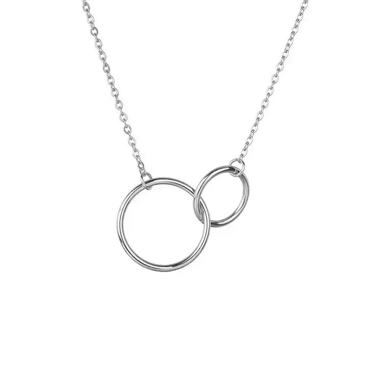 Collar Plata S925 Fementi Doble Circulos Entrelazados