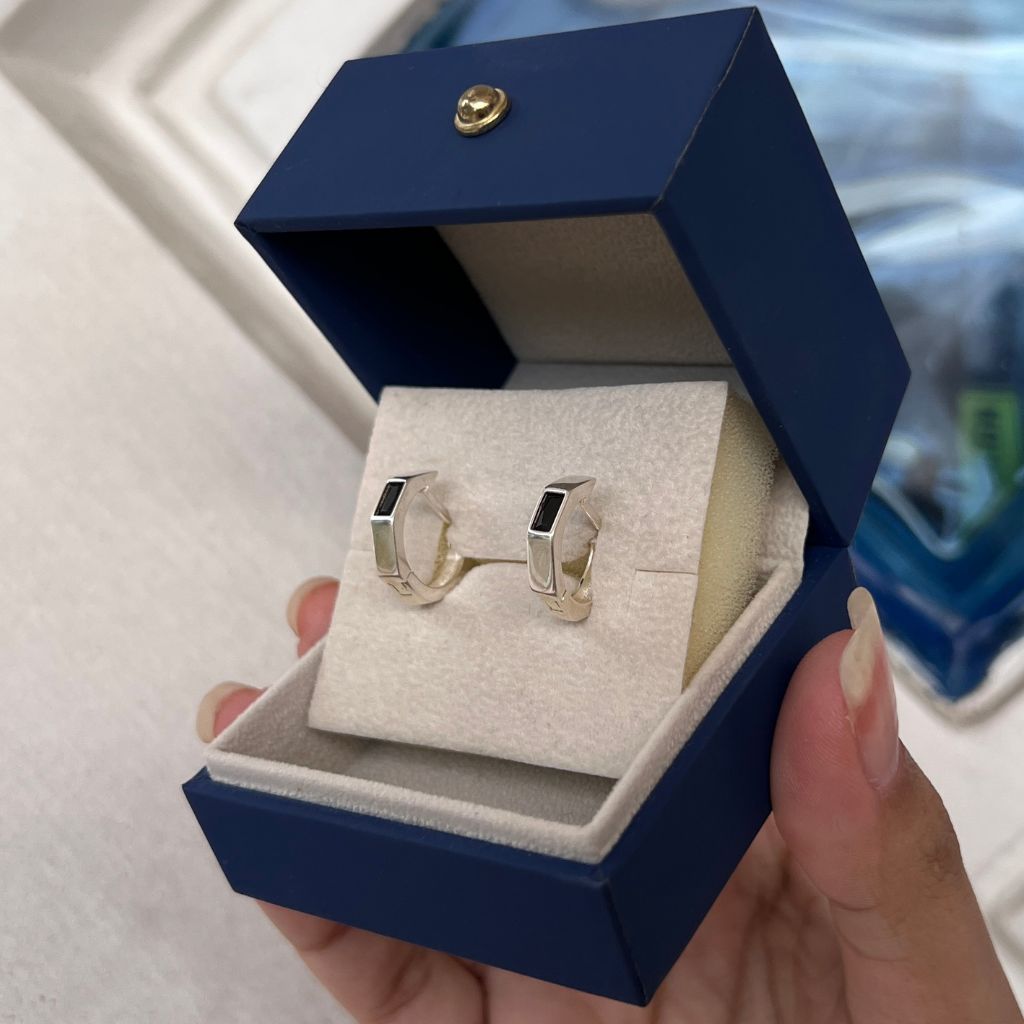 Aretes Plata S925 Fementi Huggies Hexagonales
