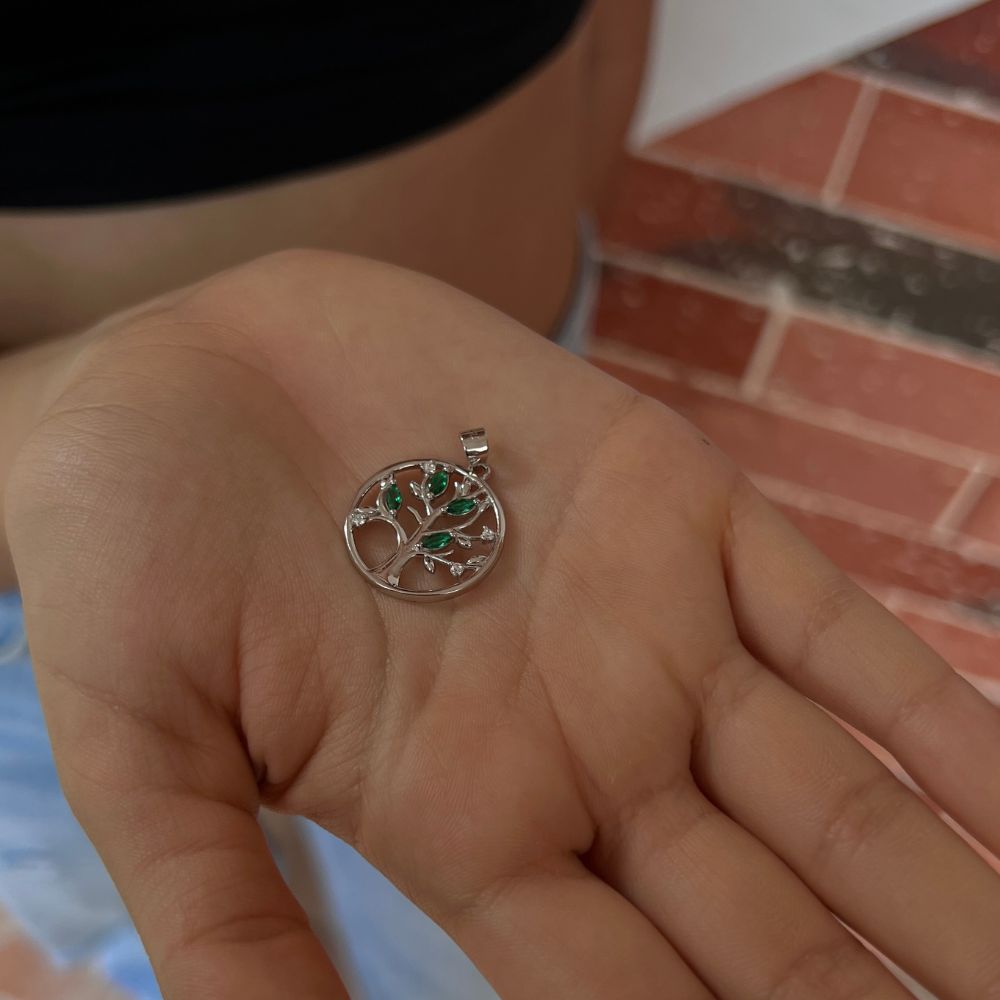 Dije O Pendiente Plata S925 Fementi Árbol de la Vida/Familia