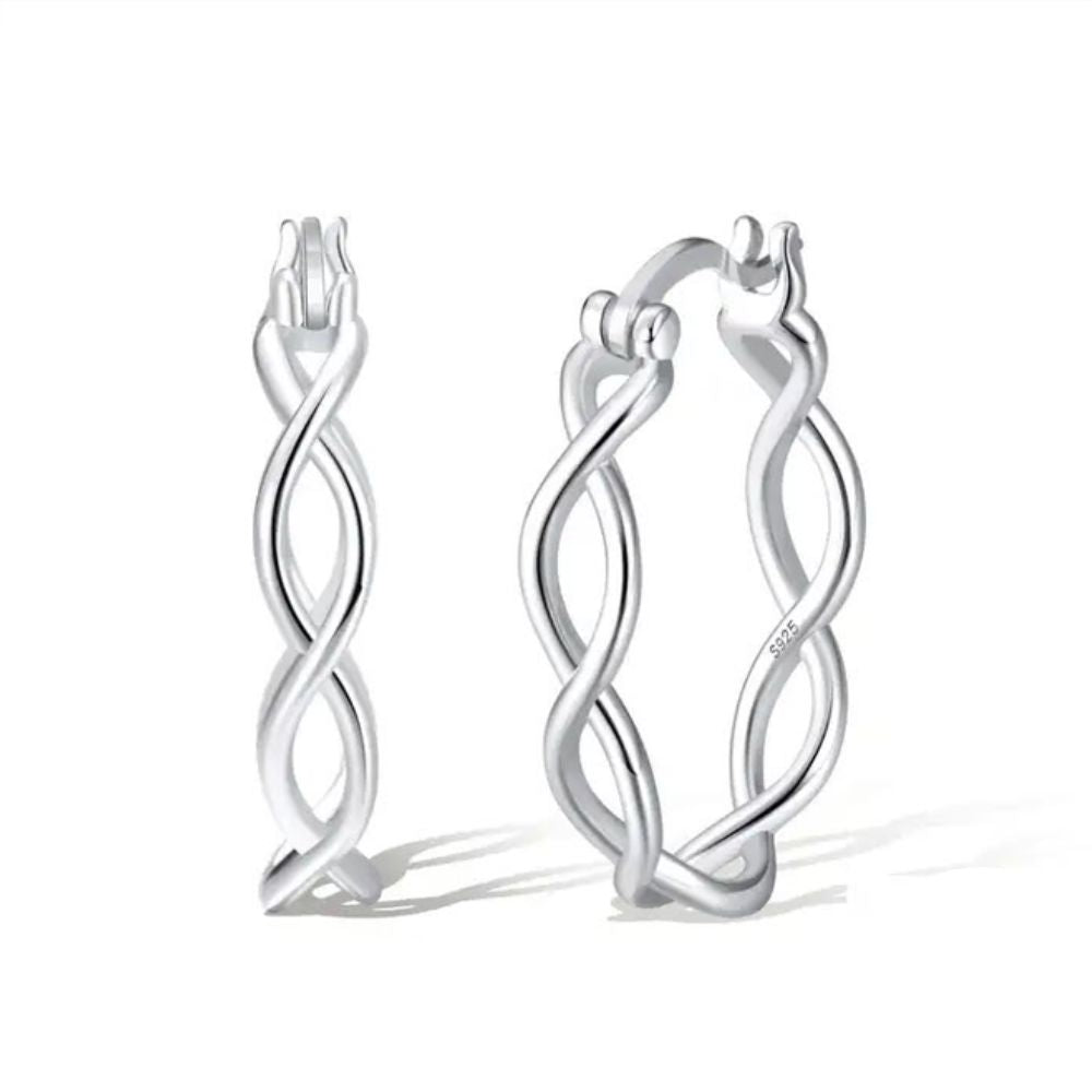Aretes Plata S925 Fementi Candongas Trenzadas