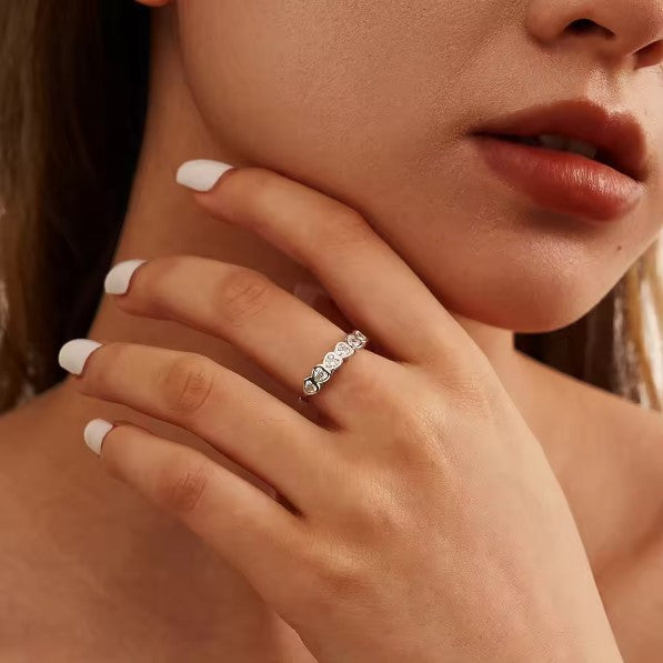 Anillo Plata S925 Fementi Corazones con Circones