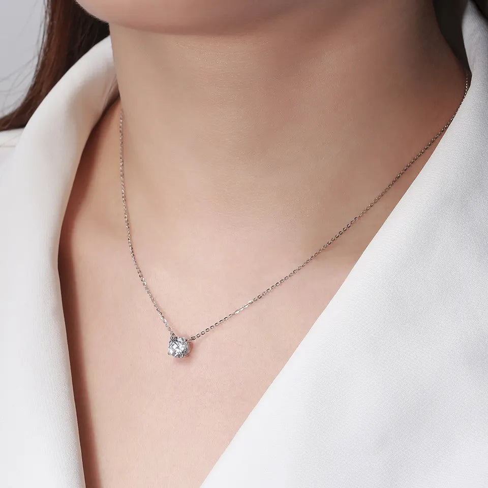 Collar Plata S925 Fementi Circón Corte Pera o Redondo