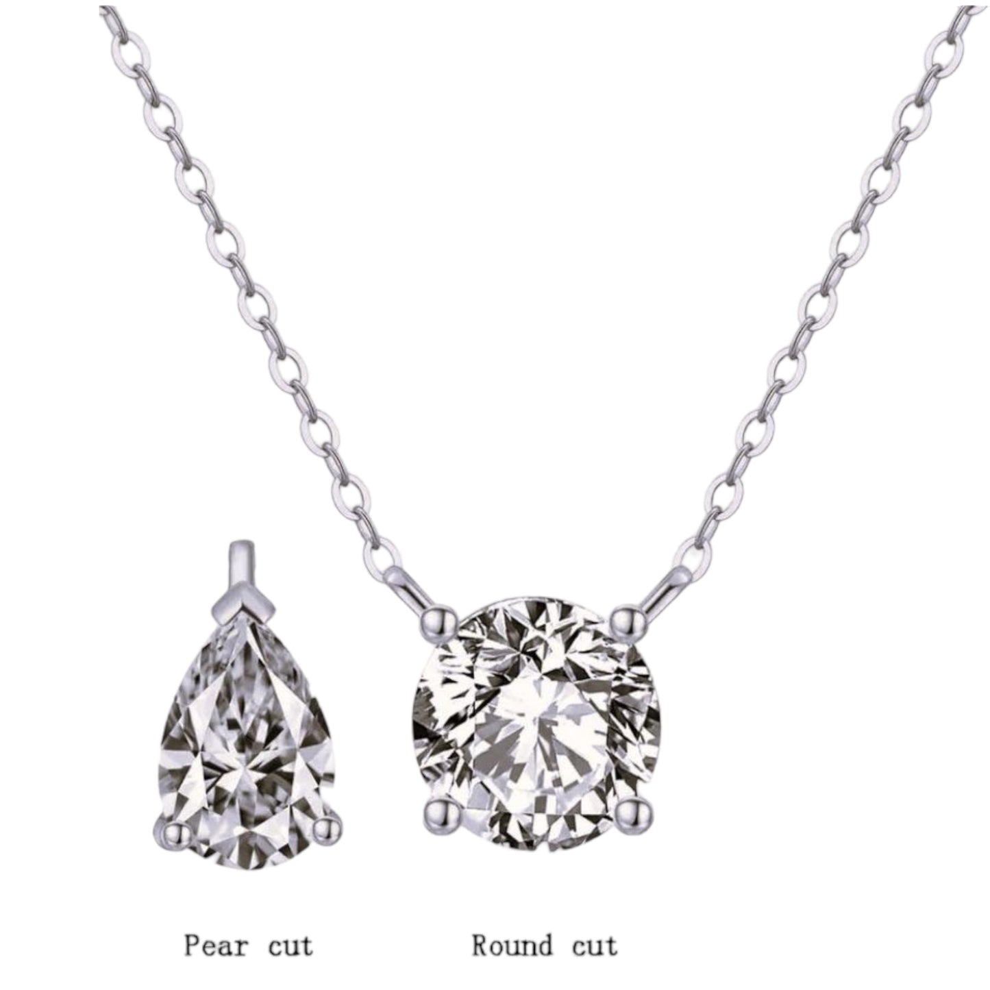 Collar Plata S925 Fementi Circón Corte Pera o Redondo