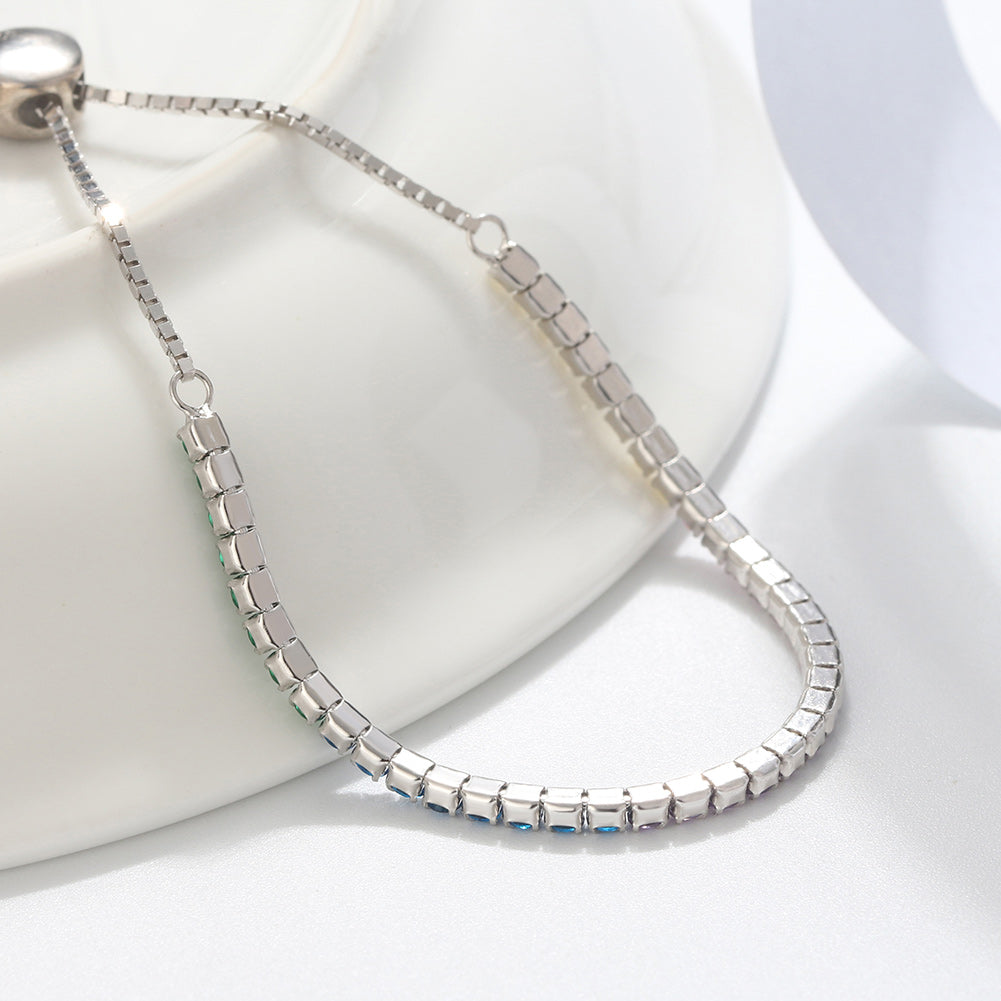 Pulsera Plata S925 Fementi Circonitas Multi-color Ajustable