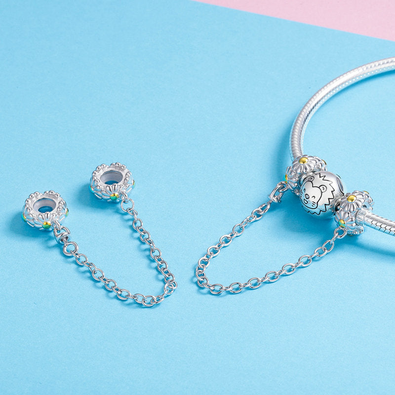Dije O Cadena de Seguridad Plata S925 Fementi Flores de Margarita