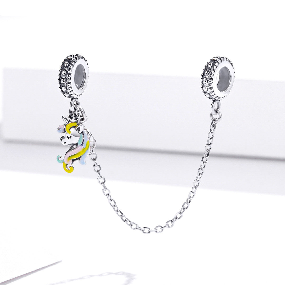 Dije O Cadena de Seguridad Plata S925 Fementi Unicornio Colores