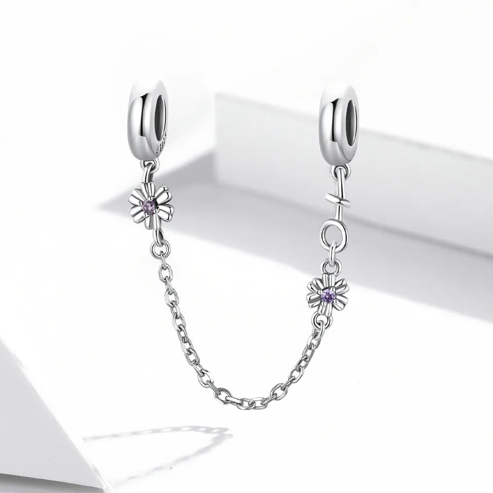 Dije O Cadena de Seguridad Plata S925 Fementi Flores Circón