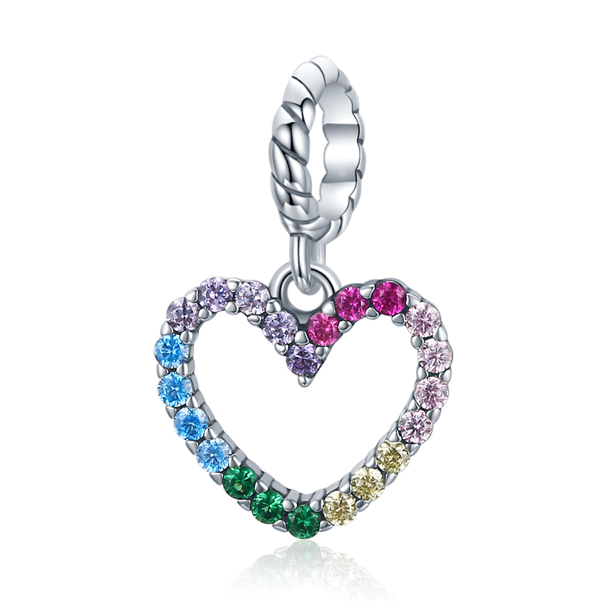 Dije O Colgante Plata S925 Fementi Corazón Arcoiris Circones