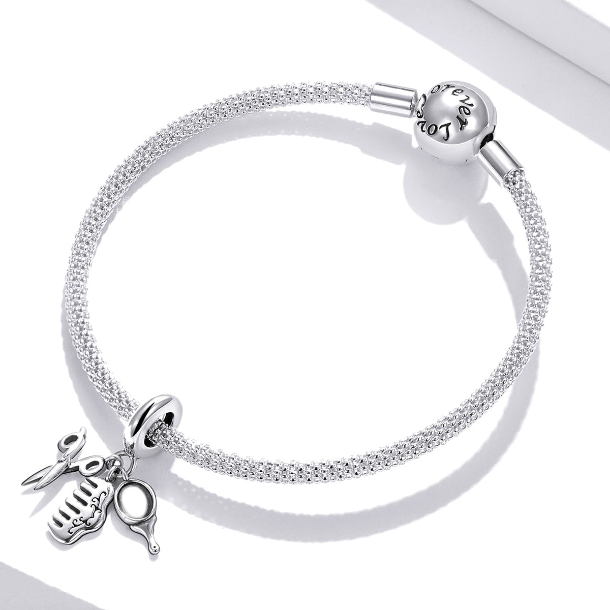 Dije O Colgante Plata S925 Fementi Peluqueria Tijeras, Peinilla y Espejo