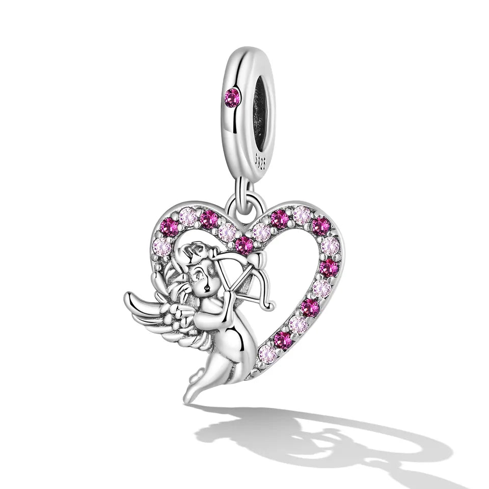 Dije O Colgante Plata S925 Fementi Corazón Cupido