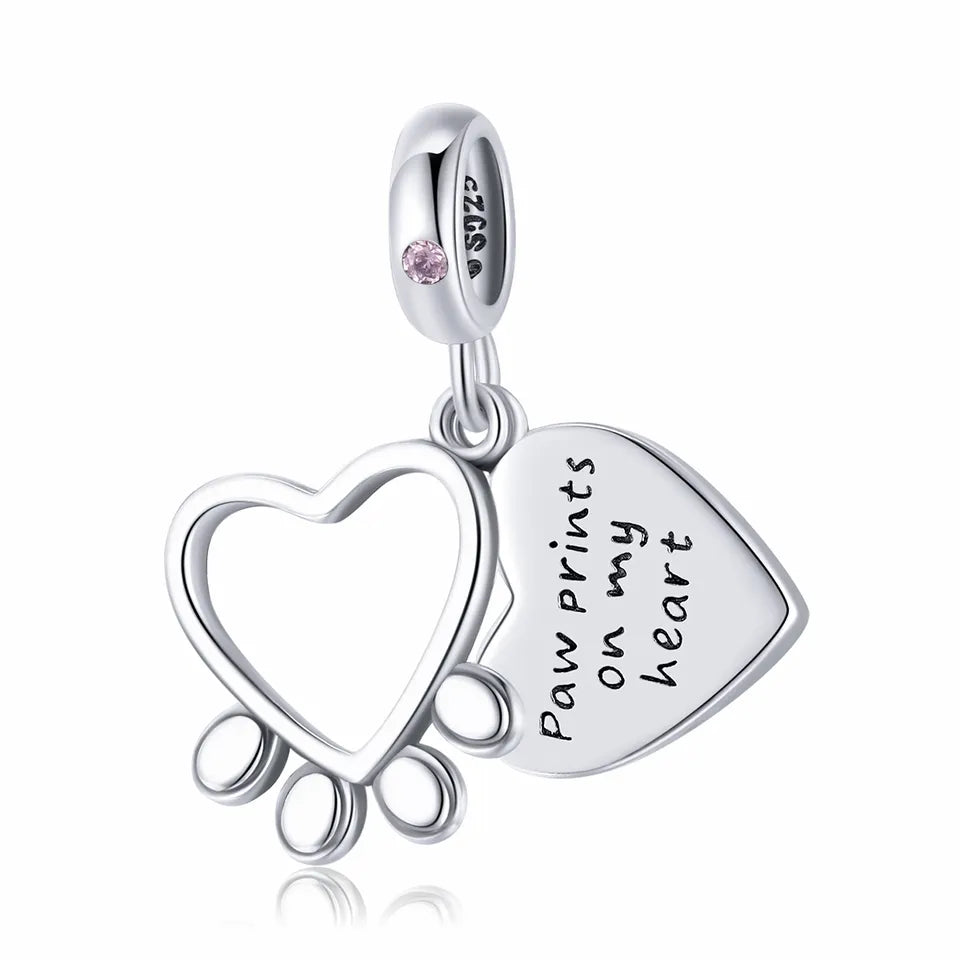Dije O Colgante Plata S925 Fementi Huellas en mi Corazón