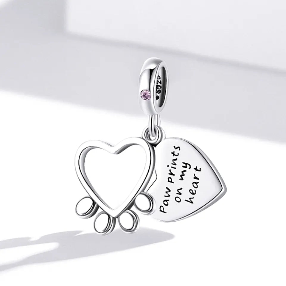 Dije O Colgante Plata S925 Fementi Huellas en mi Corazón