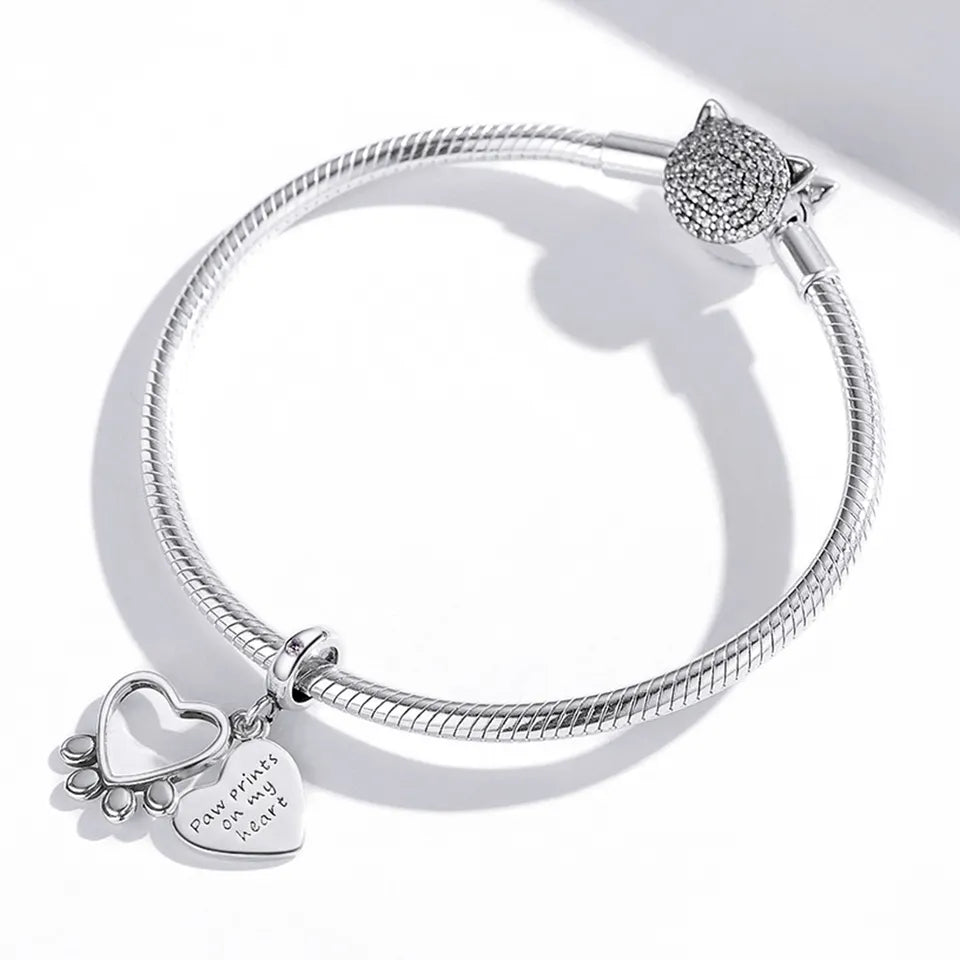 Dije O Colgante Plata S925 Fementi Huellas en mi Corazón