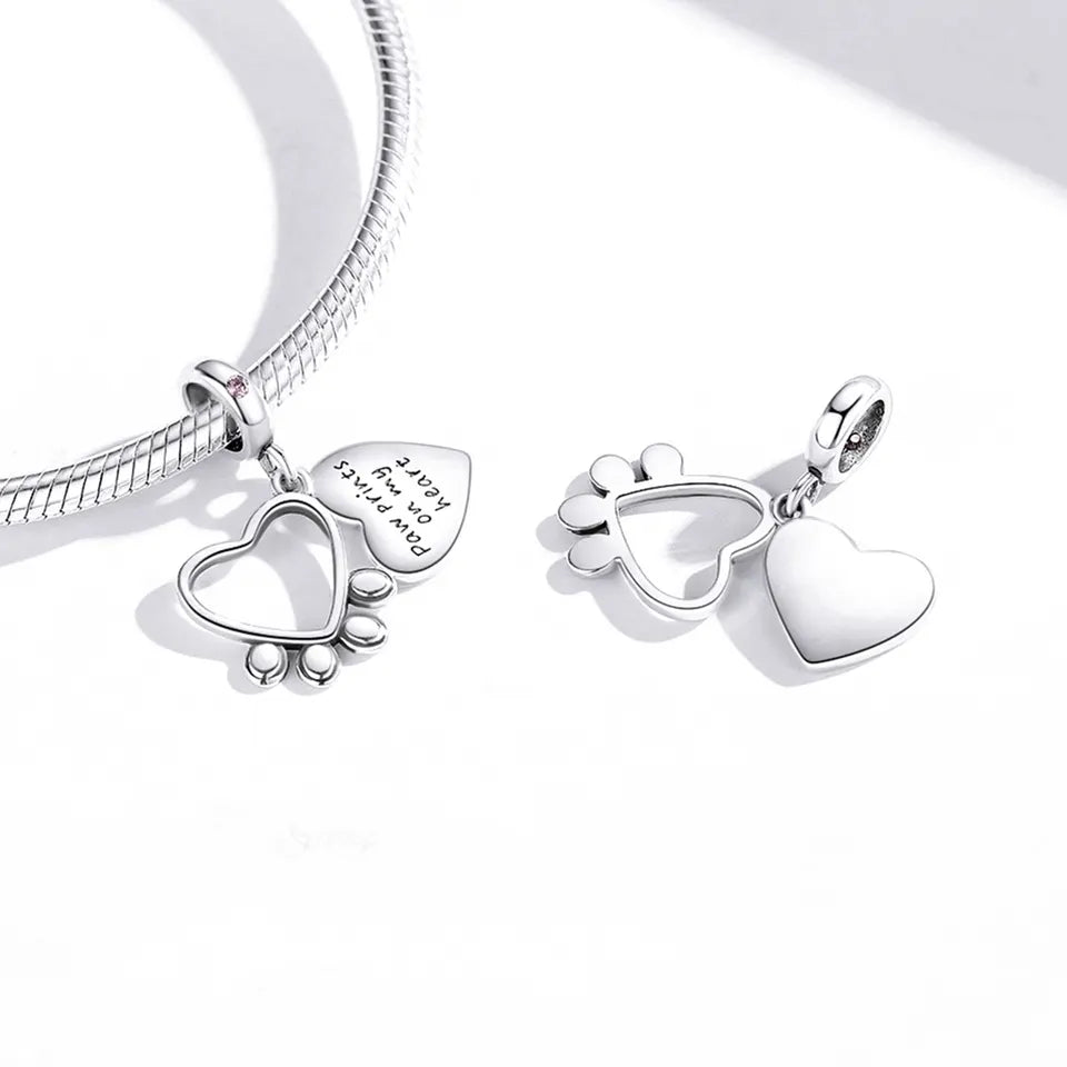 Dije O Colgante Plata S925 Fementi Huellas en mi Corazón