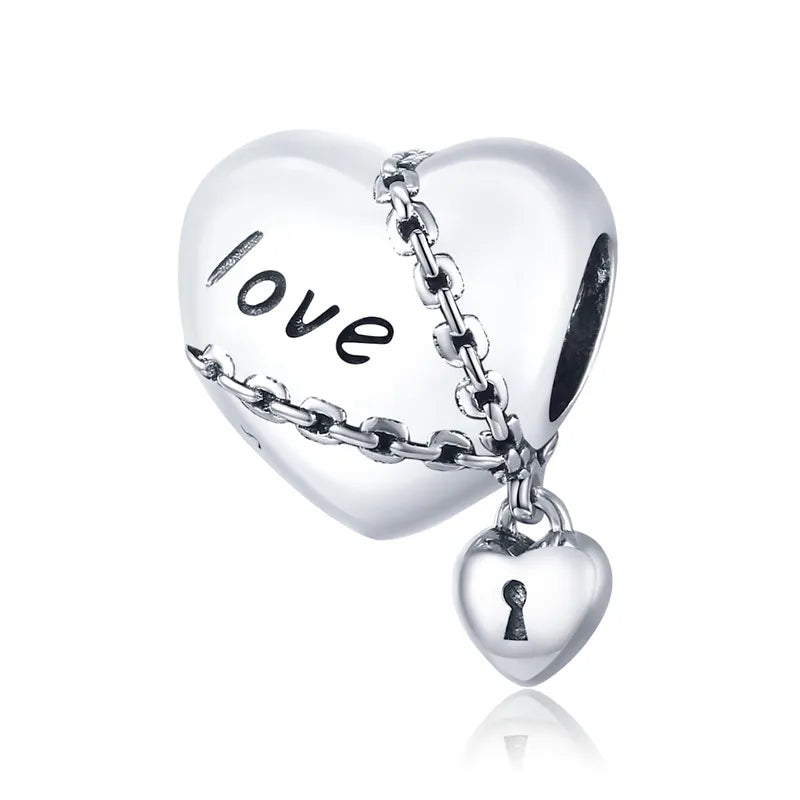 Dije O Charm Plata S925 Fementi Corazón Candado de Amor