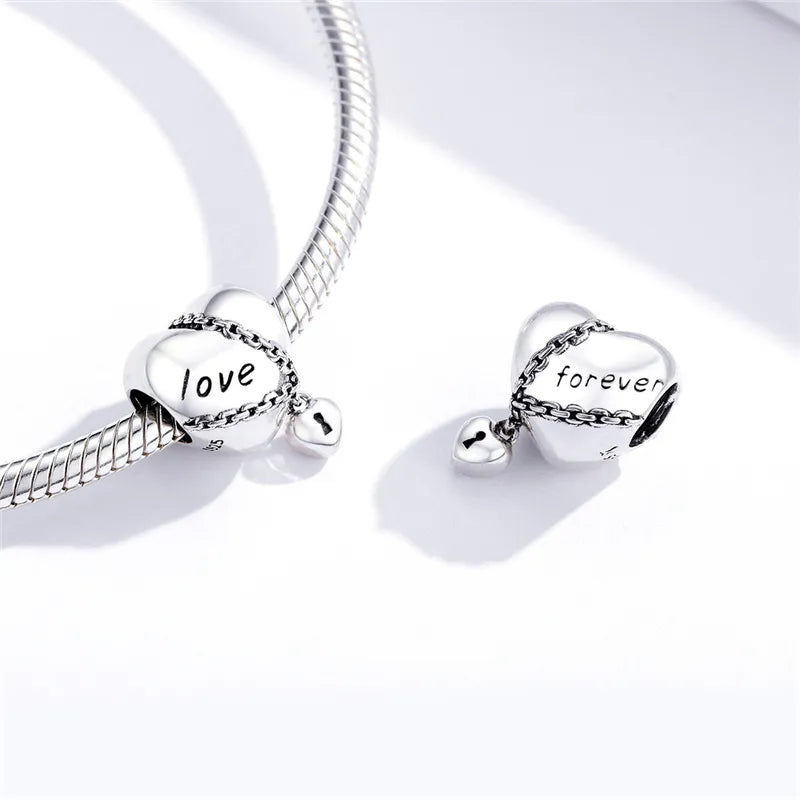 Dije O Charm Plata S925 Fementi Corazón Candado de Amor