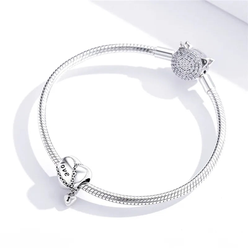 Dije O Charm Plata S925 Fementi Corazón Candado de Amor