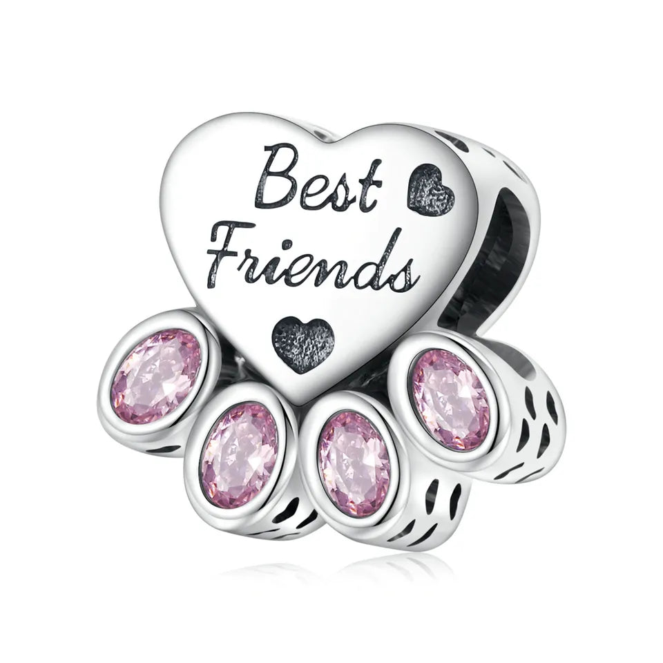 Dije O Charm Plata S925 Fementi Huella Best Friends