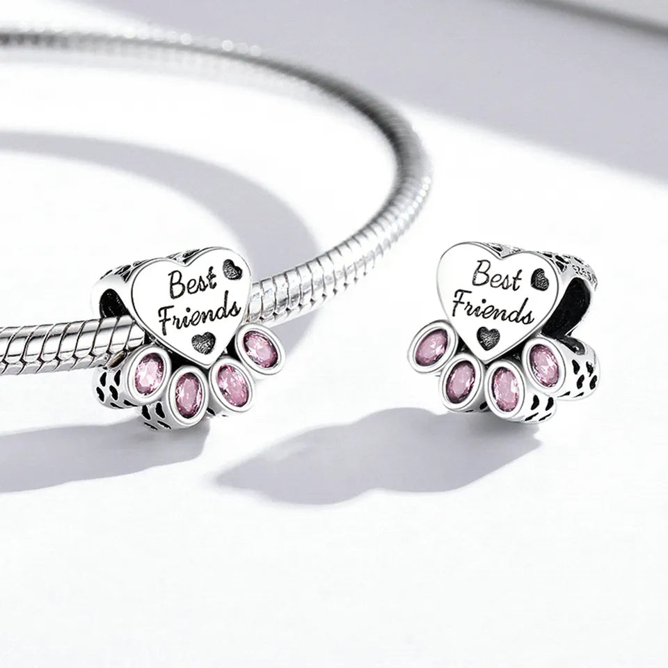 Dije O Charm Plata S925 Fementi Huella Best Friends
