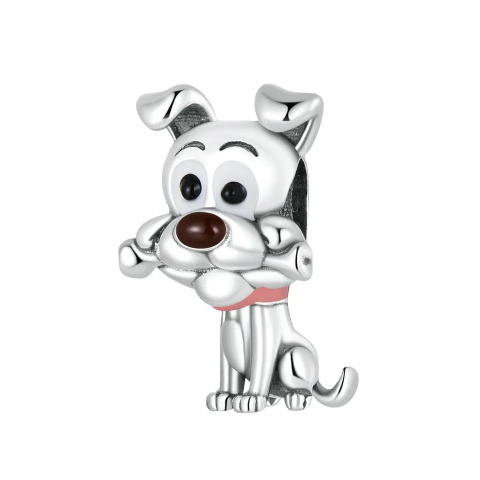 Dije O Charm Plata S925 Fementi Perrito con Hueso