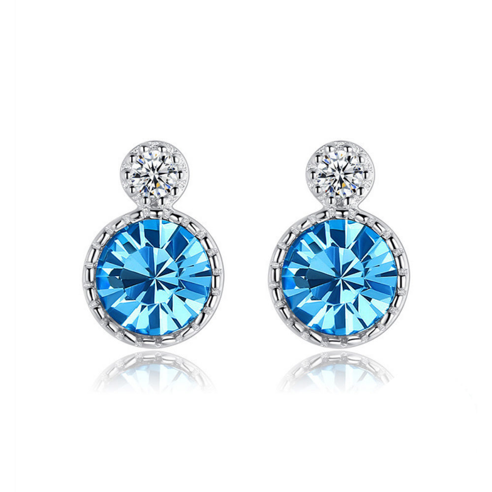 Aretes Plata S925 Fementi Cristal Swarovski Colgante