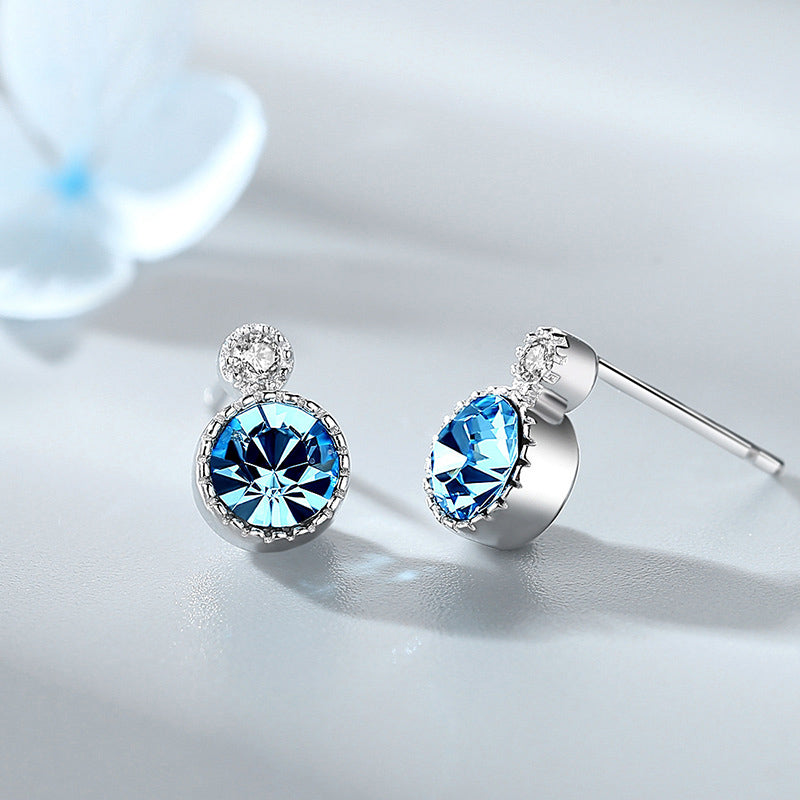 Aretes Plata S925 Fementi Cristal Swarovski Colgante