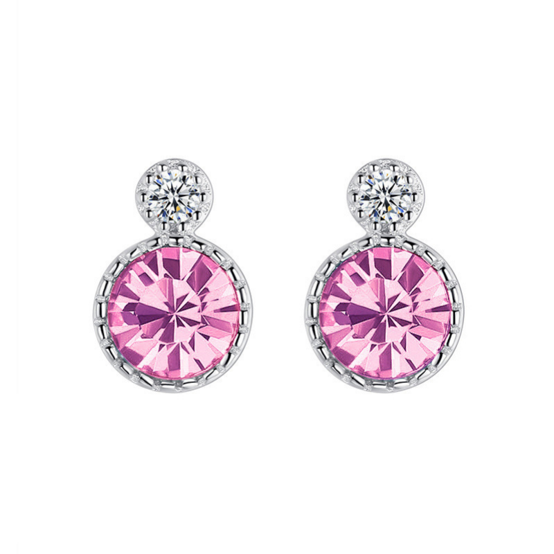Aretes Plata S925 Fementi Cristal Swarovski Colgante