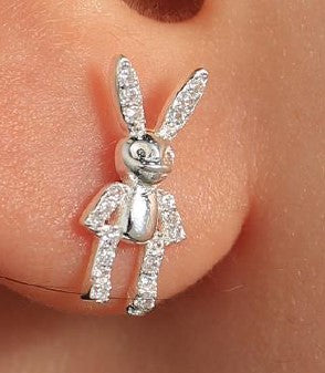 Aretes Plata S925 Fementi Conejito Circonado