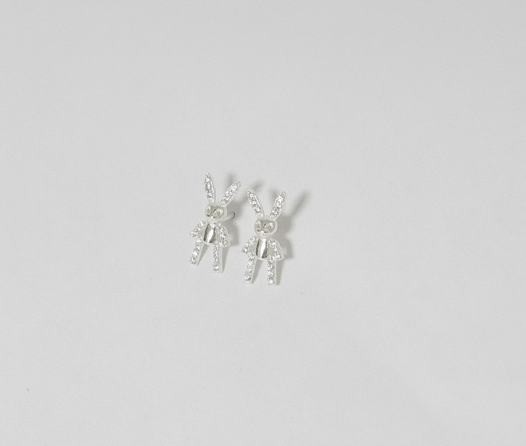 Aretes Plata S925 Fementi Conejito Circonado