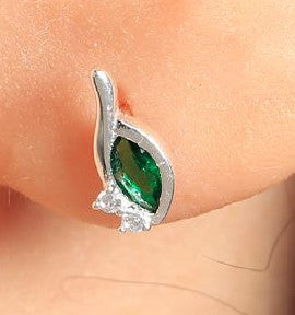 Aretes Plata S925 Fementi Hoja con Circón