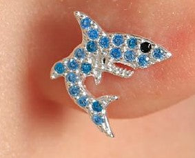 Aretes Plata S925 Fementi Mini Tiburón