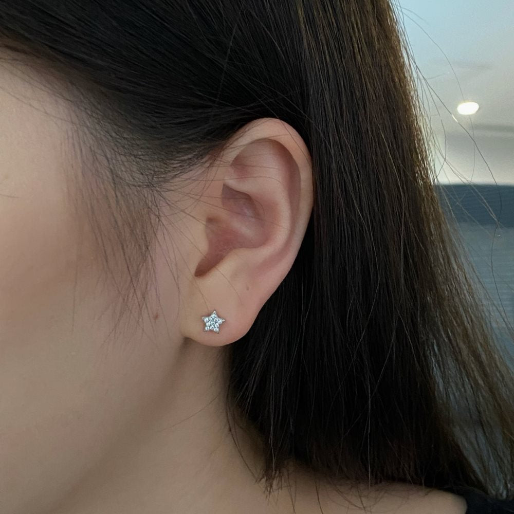 Aretes Plata S925 Fementi Topos Estrellas Empedradas