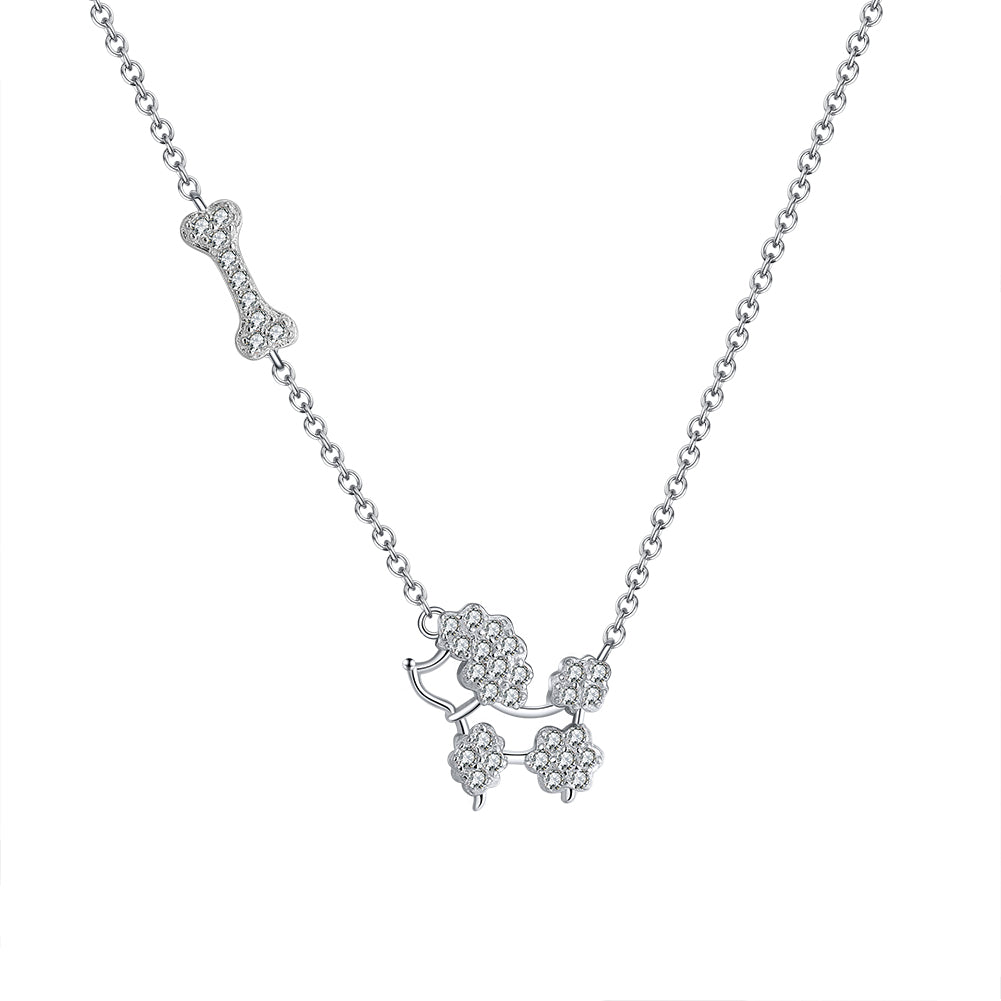 Collar Plata S925 Fementi French Poodle, Hueso Ajustable