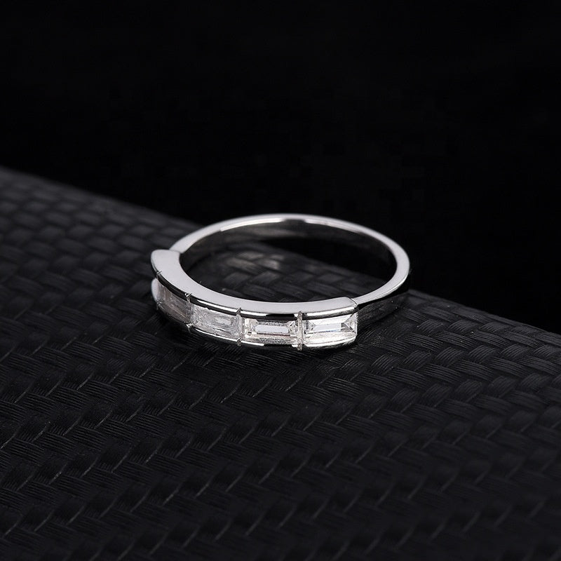 Anillo Plata S925 Fementi Circones Corte Baguette