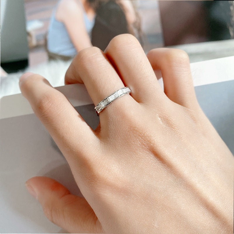 Anillo Plata S925 Fementi Circones Corte Baguette