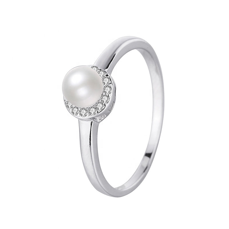 Anillo Plata S925 Fementi Perla con Circones