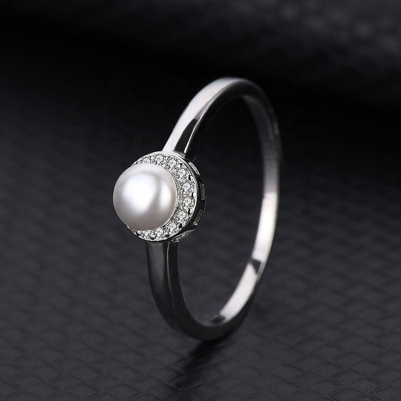 Anillo Plata S925 Fementi Perla con Circones