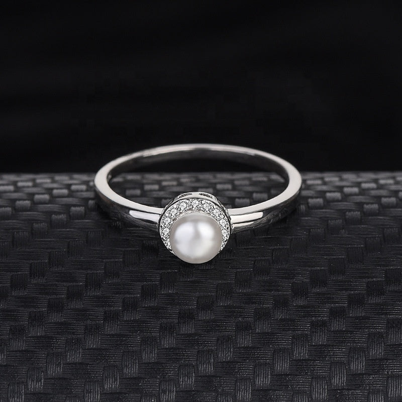 Anillo Plata S925 Fementi Perla con Circones