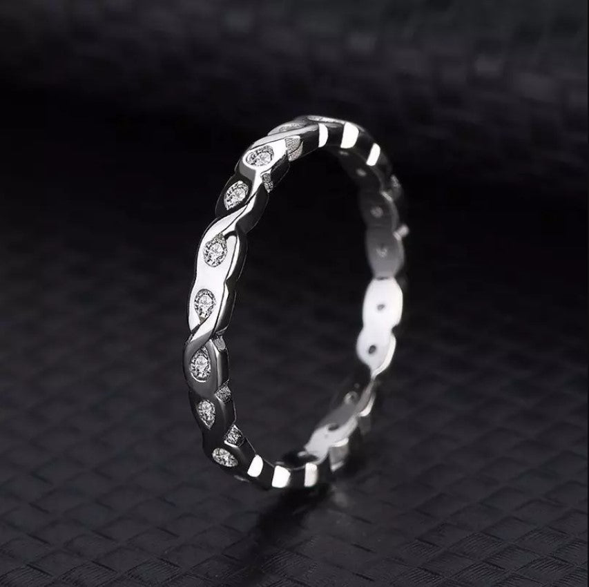 Anillo Plata S925 Fementi Banda con Circones