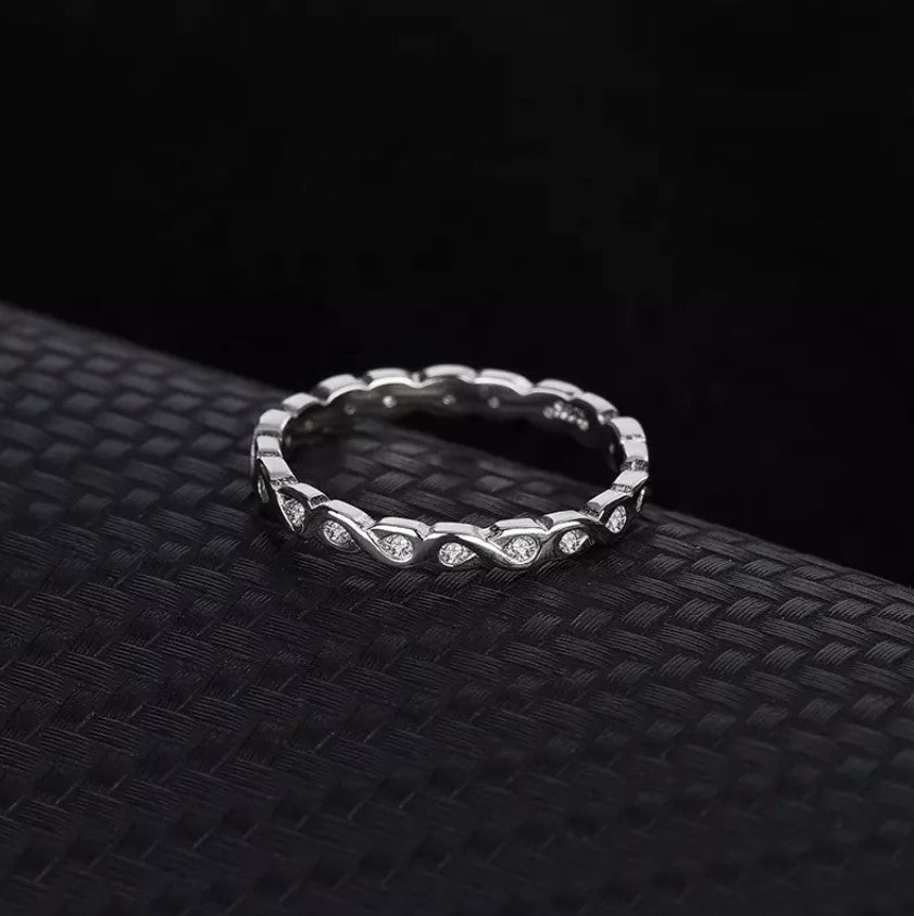 Anillo Plata S925 Fementi Banda con Circones