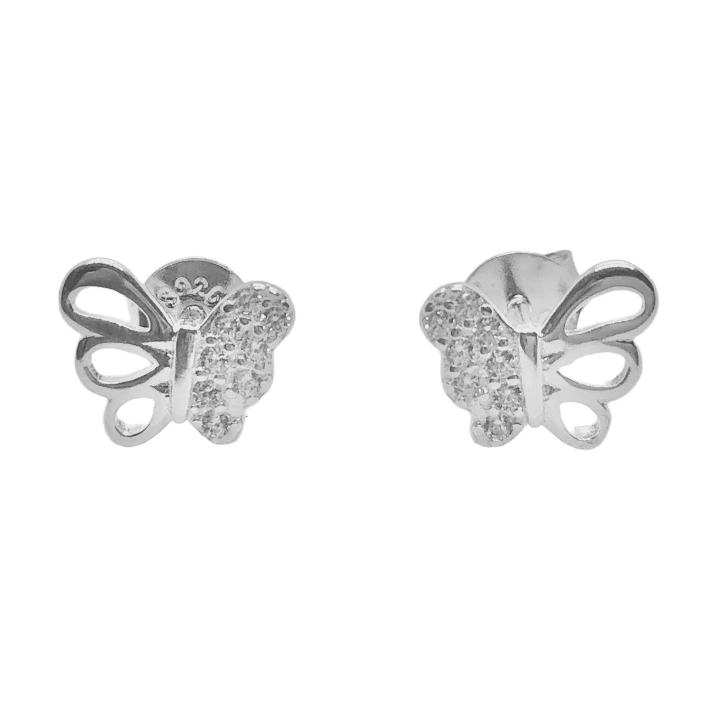 Aretes Plata S925 Fementi Mariposas Huecas Circonadas