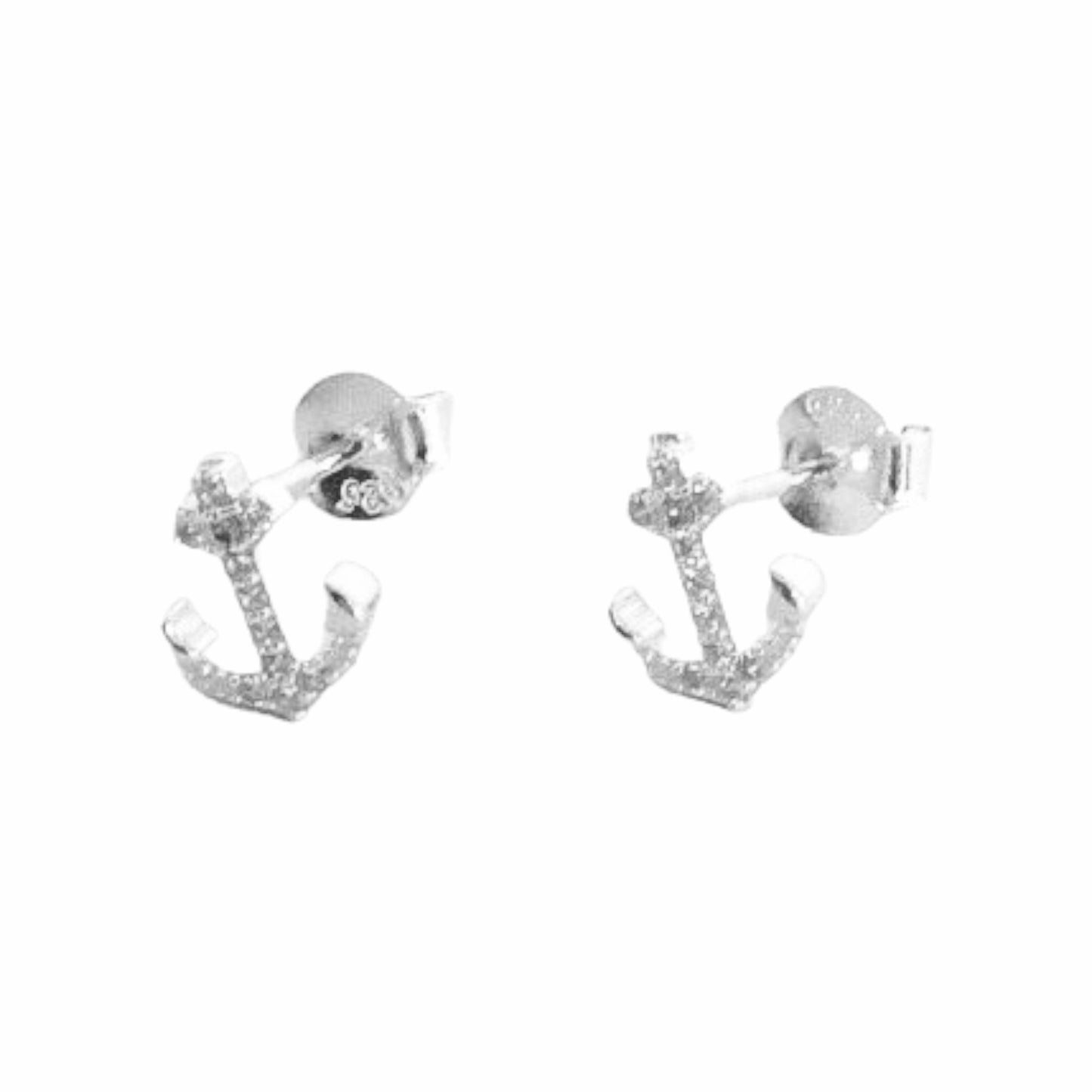 Aretes Plata S925 Fementi Ancla Circonados