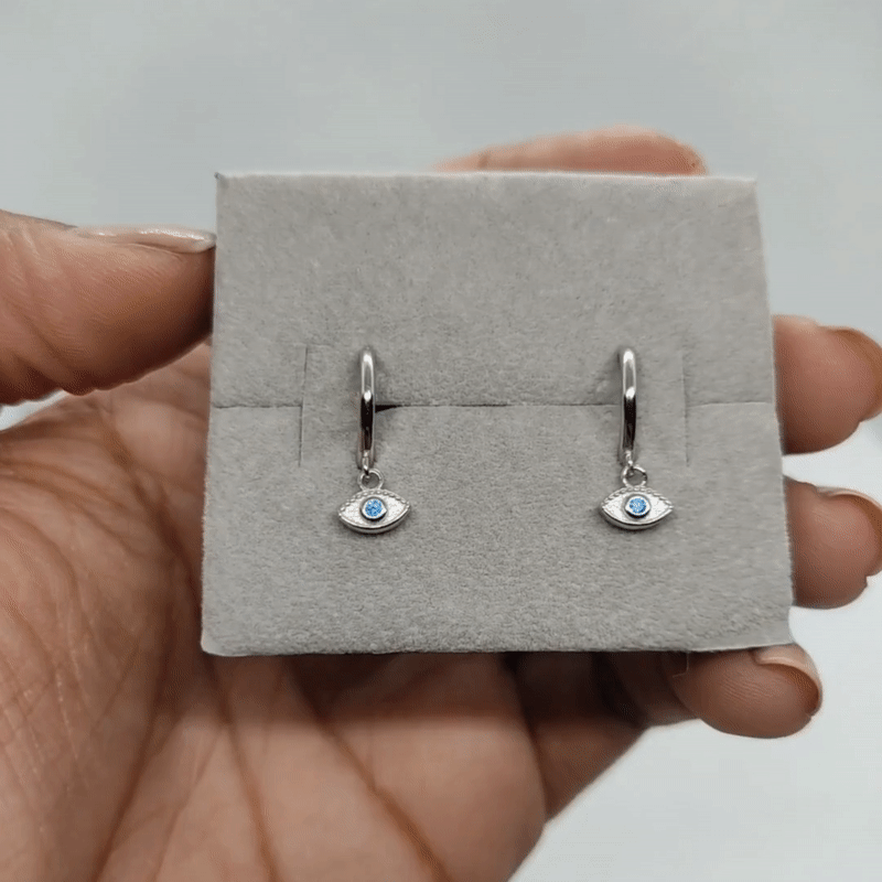 Aretes Plata S925 Fementi Ojos Colgantes
