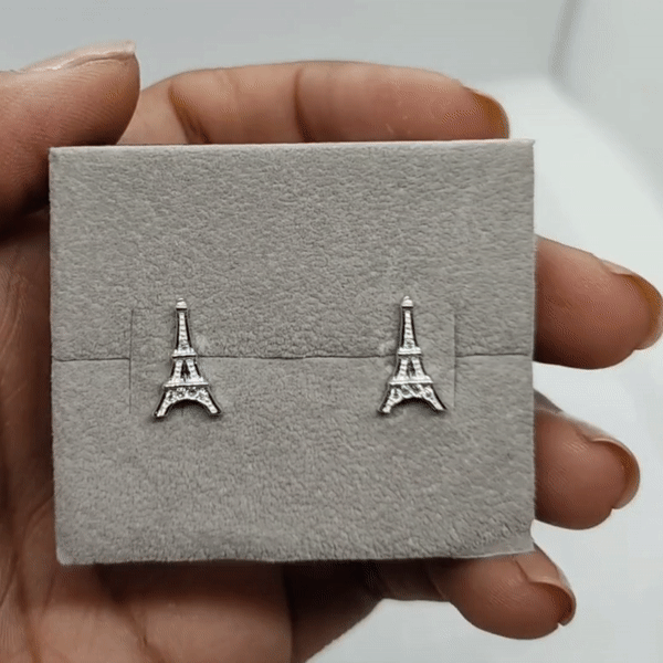 Aretes Plata S925 Fementi Torre Eiffel Paris