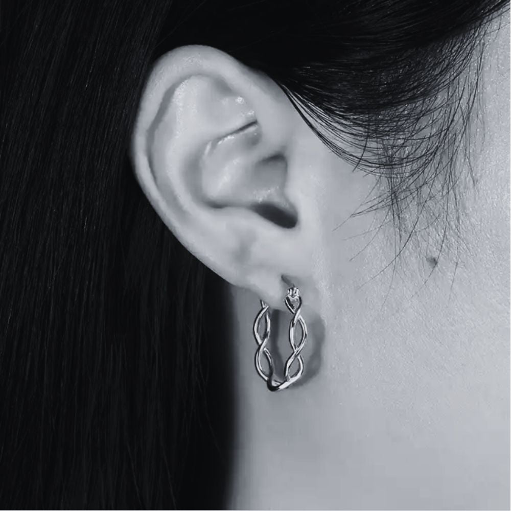 Aretes Plata S925 Fementi Candongas Trenzadas