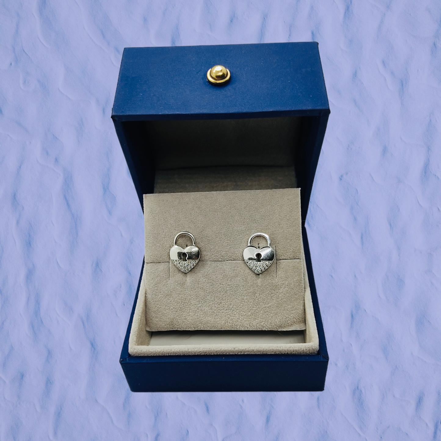 Aretes Plata S925 Fementi Corazón Candado