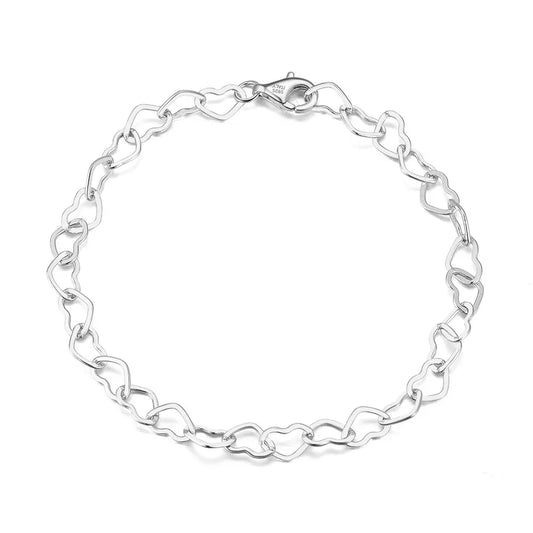 Pulsera Plata S925 Fementi Tejido Corazones