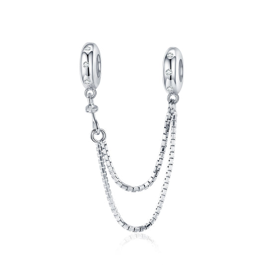 Dije O Cadena de seguridad Plata S925 Fementi Doble con Circonitas