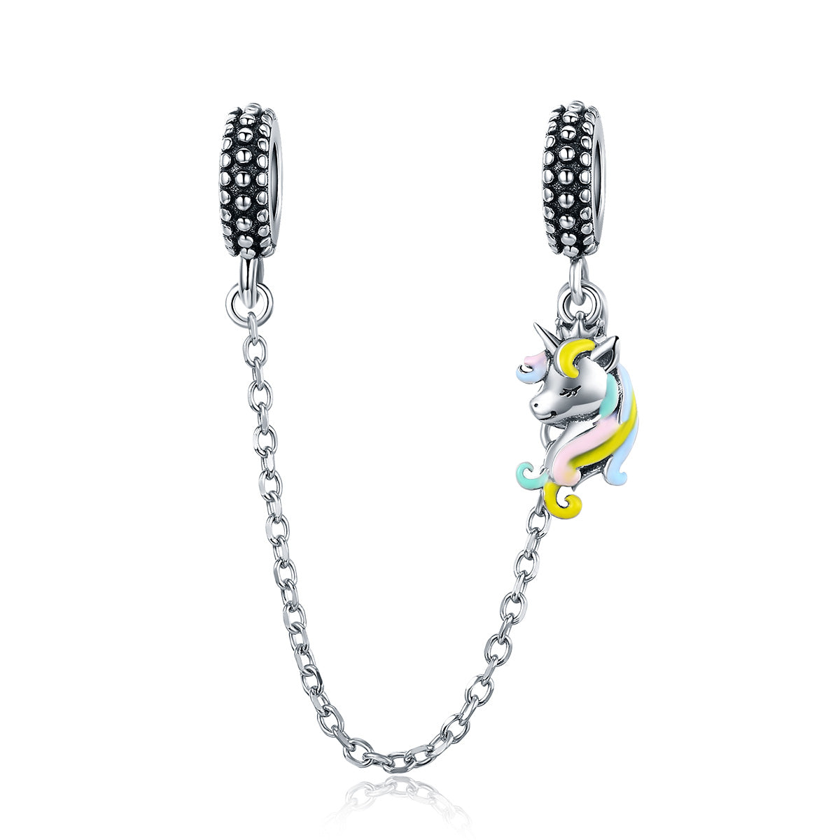 Dije O Cadena de Seguridad Plata S925 Fementi Unicornio Colores