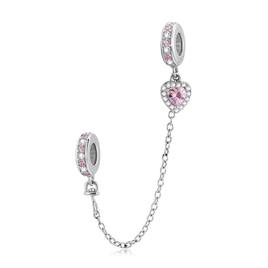 Dije O Cadena de Seguridad Plata S925 Fementi Corazón Circón Rosa